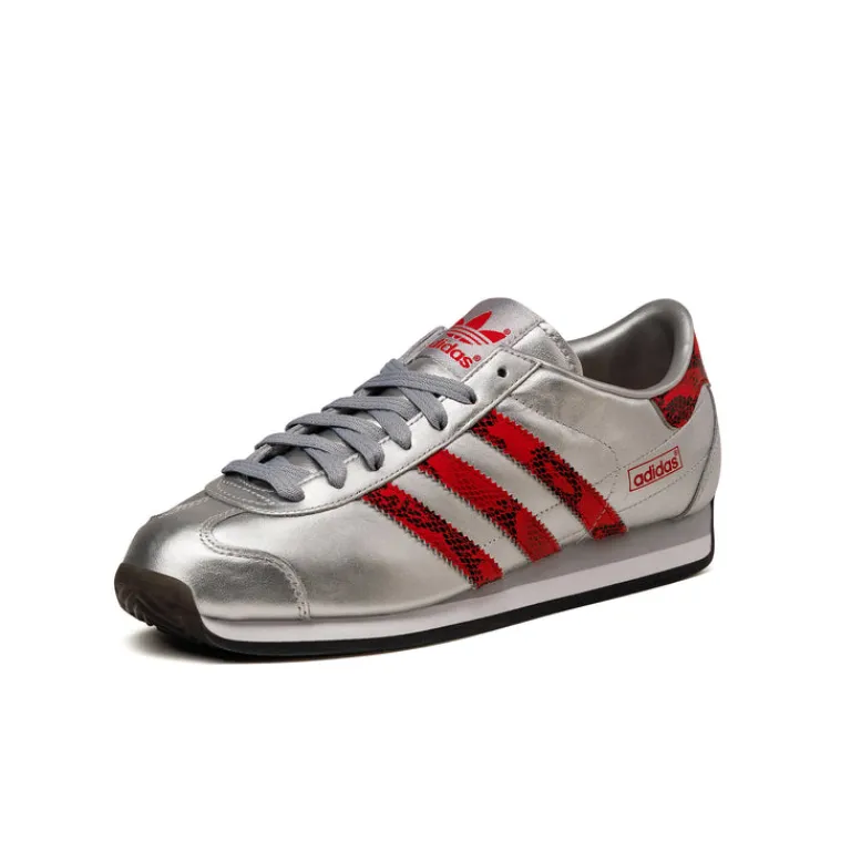 Leder Sneaker|Terrace Casual Sneaker*Adidas Country Japan Silver Metallic / Better Scarlet / Core Black