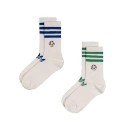 Socken*Adidas Embroidered Football Crew Socks 2 Pairs White / Team Royal Blue / Semi Court Green