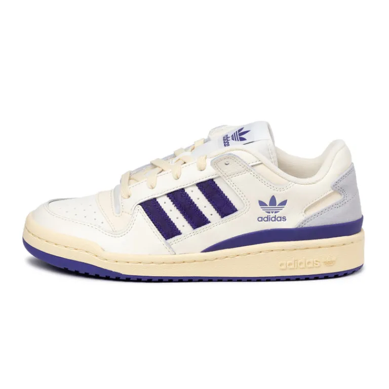 Leder Sneaker|Weiße Sneaker*Adidas Forum Low CL Cream White / Collegiate Purple / Warm Vanilla