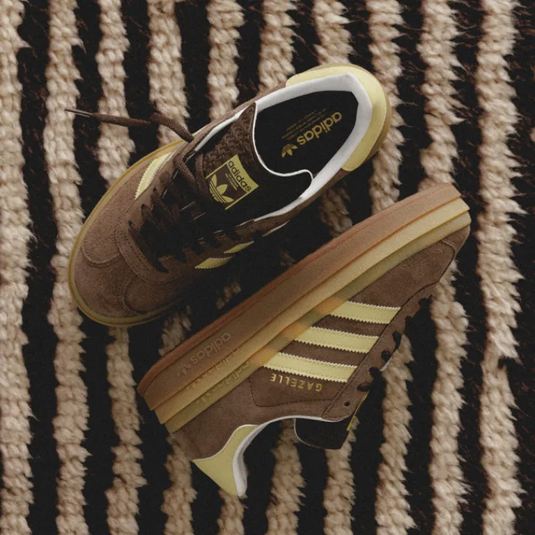 Plateau Sneaker|Leder Sneaker*Adidas Gazelle Bold W Earth Strata / Powder Yellow / Cloud White
