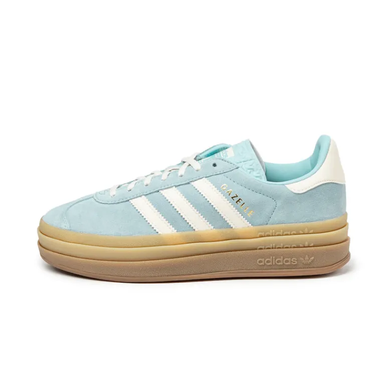 Plateau Sneaker|Leder Sneaker*Adidas Gazelle Bold W Clear Sky / Cream White / Gold Metallic