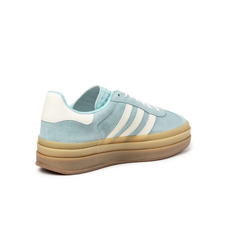 Plateau Sneaker|Leder Sneaker*Adidas Gazelle Bold W Clear Sky / Cream White / Gold Metallic