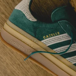 Leder Sneaker|Plateau Sneaker*Adidas Gazelle Bold W Collegiate Green / Wonder White / Gold Metallic