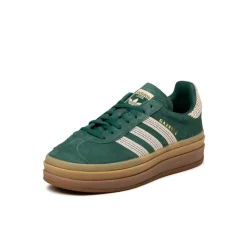 Leder Sneaker|Plateau Sneaker*Adidas Gazelle Bold W Collegiate Green / Wonder White / Gold Metallic