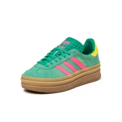 Leder Sneaker|Plateau Sneaker*Adidas Gazelle Bold W Court Green / Lucid Pink / Pure Sulfur