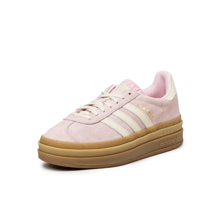 Plateau Sneaker|Leder Sneaker*Adidas Gazelle Bold W Clear Pink / Cream White / Gold Metallic