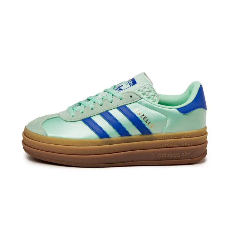 Plateau Sneaker|Leder Sneaker*Adidas Gazelle Bold W Clear Mint / Lucid Blue / Gold Metallic