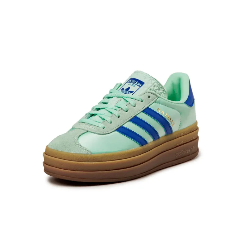Plateau Sneaker|Leder Sneaker*Adidas Gazelle Bold W Clear Mint / Lucid Blue / Gold Metallic