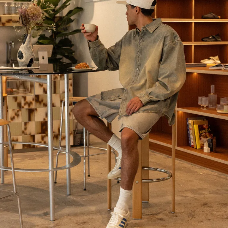 Leder Sneaker|Terrace Casual Sneaker*Adidas Gazelle Indoor Off White / Focus Blue / Warm Vanilla