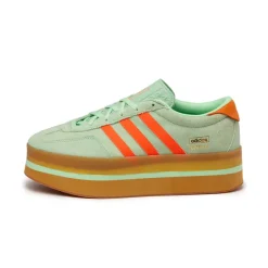 Plateau Sneaker|Leder Sneaker*Adidas Gazelle Stack W Semi Green Spark / Solar Orange / Gum