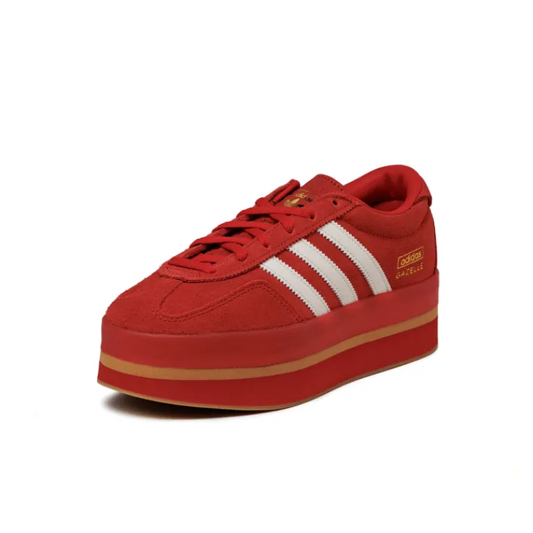 Leder Sneaker|Plateau Sneaker*Adidas Gazelle Stack W Red / Cream White / Gold Metallic