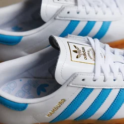 Leder Sneaker|Weiße Sneaker*Adidas Hamburg W Footwear White / Sky Rus / Gum 2