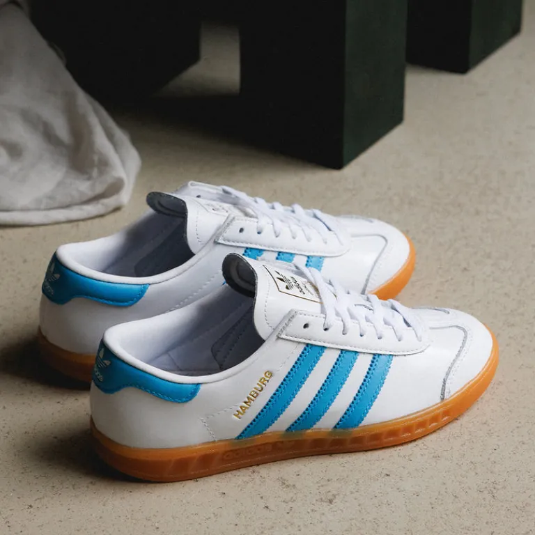 Leder Sneaker|Weiße Sneaker*Adidas Hamburg W Footwear White / Sky Rus / Gum 2