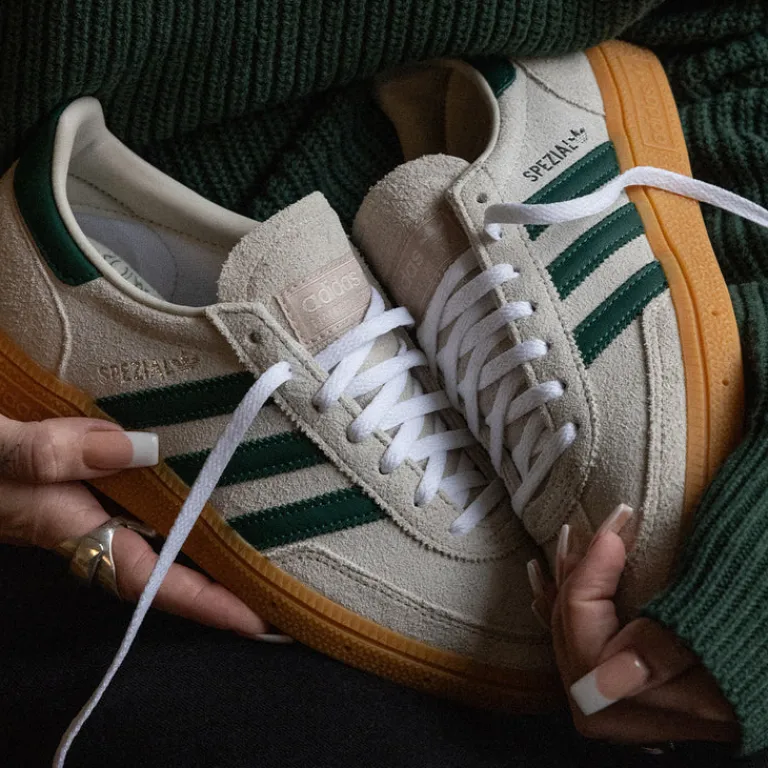 Leder Sneaker|Terrace Casual Sneaker*Adidas Handball Spezial W Alumina / Collegiate Green / Gum