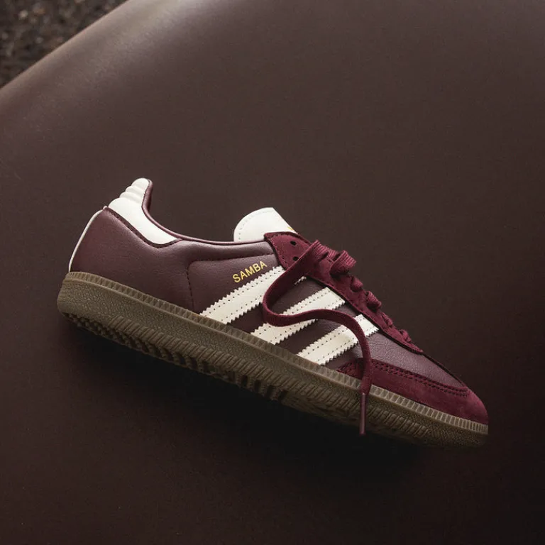 Leder Sneaker|Terrace Casual Sneaker*Adidas Samba OG W Maroon / Off White / Gum 3