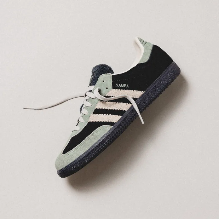 Leder Sneaker|Terrace Casual Sneaker*Adidas Samba OG W Core Black / Aluminium / Silver Green