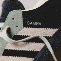 Leder Sneaker|Terrace Casual Sneaker*Adidas Samba OG W Core Black / Aluminium / Silver Green