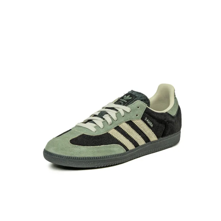 Leder Sneaker|Terrace Casual Sneaker*Adidas Samba OG W Core Black / Aluminium / Silver Green