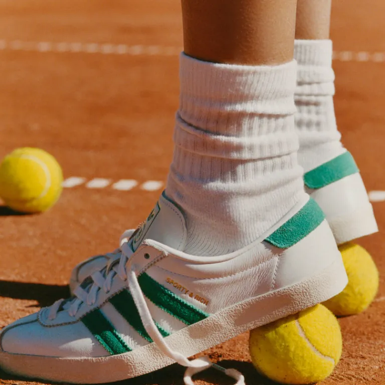 Leder Sneaker|Weiße Sneaker*Adidas x Sporty & Rich Blanc Footwear White / Off White / Court Green