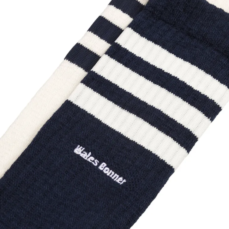 Socken*Adidas x Wales Bonner 3 Stripe Sock Night Navy / Chalk White