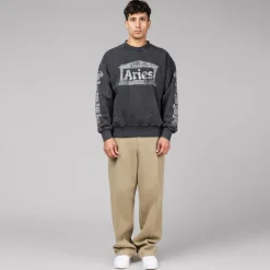 Crewnecks*Aries Aged Ancient Column Sweat Black