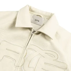 Jacken*Arte Antwerp Big Logo Leather Jacket Cream
