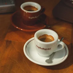 Geschirr*Asphaltgold Espresso Set White / Brown