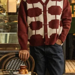 Knitwear*Asphaltgold Third Place Wool Cardigan Burgundy / Marshmallow