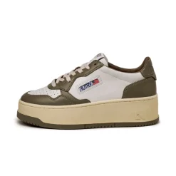 Plateau Sneaker|Leder Sneaker*Autry Medalist Platform W White / Covert Green