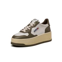 Plateau Sneaker|Leder Sneaker*Autry Medalist Platform W White / Covert Green