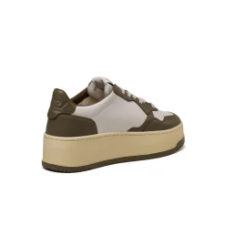 Plateau Sneaker|Leder Sneaker*Autry Medalist Platform W White / Covert Green