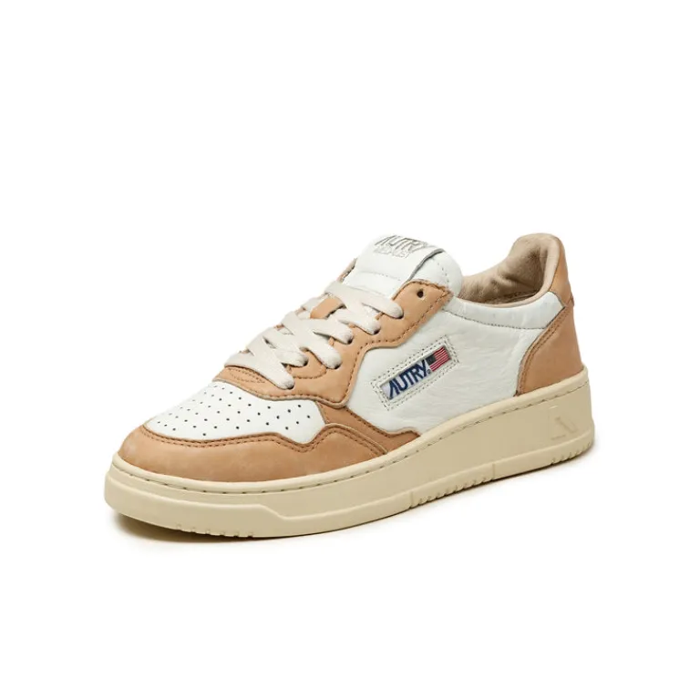 Leder Sneaker|Weiße Sneaker*Autry Medalist W *Goat / Wash* White / Caramel