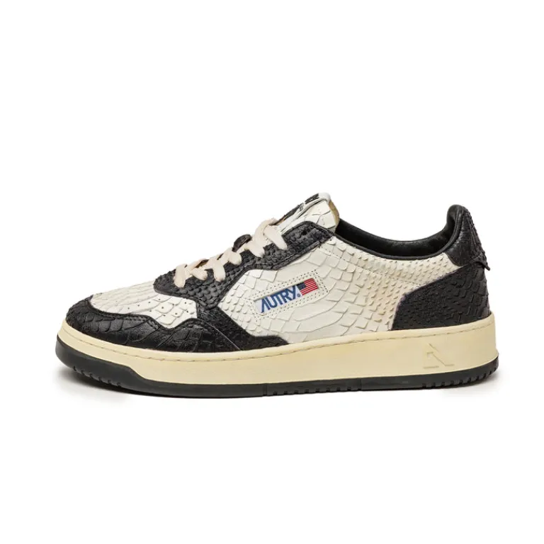 Leder Sneaker|Weiße Sneaker*Autry Medalist W Python *Super Vintage* Black / White