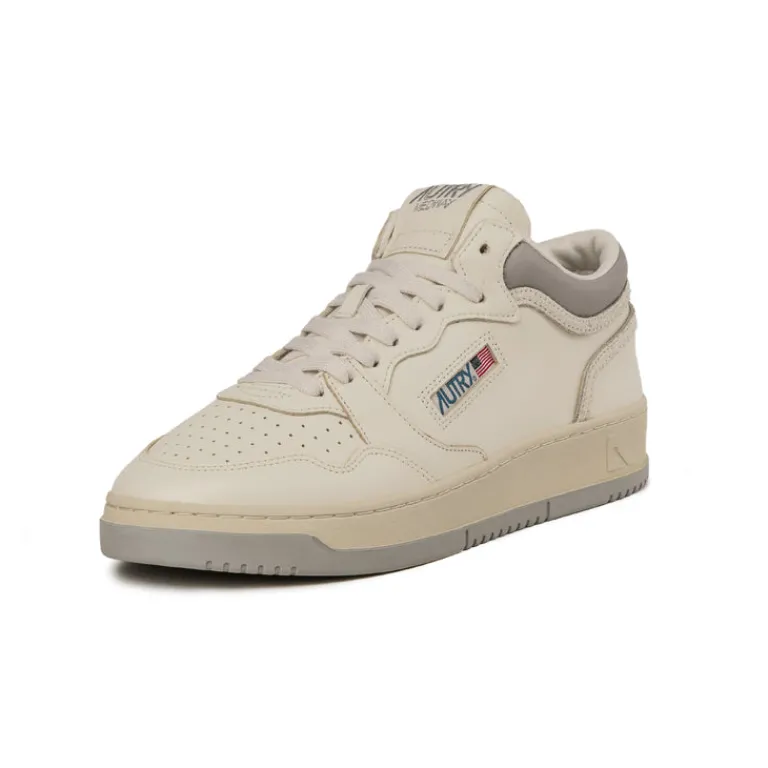 High-Top Sneaker|Leder Sneaker*Autry Med-Way Mid *Leather / Crack* Vapor / Marshmallow