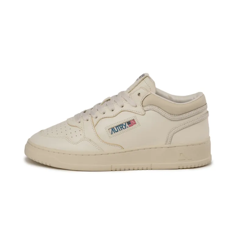 High-Top Sneaker|Leder Sneaker*Autry Med-Way Mid W *Leather / Crack* White / Marshmallow