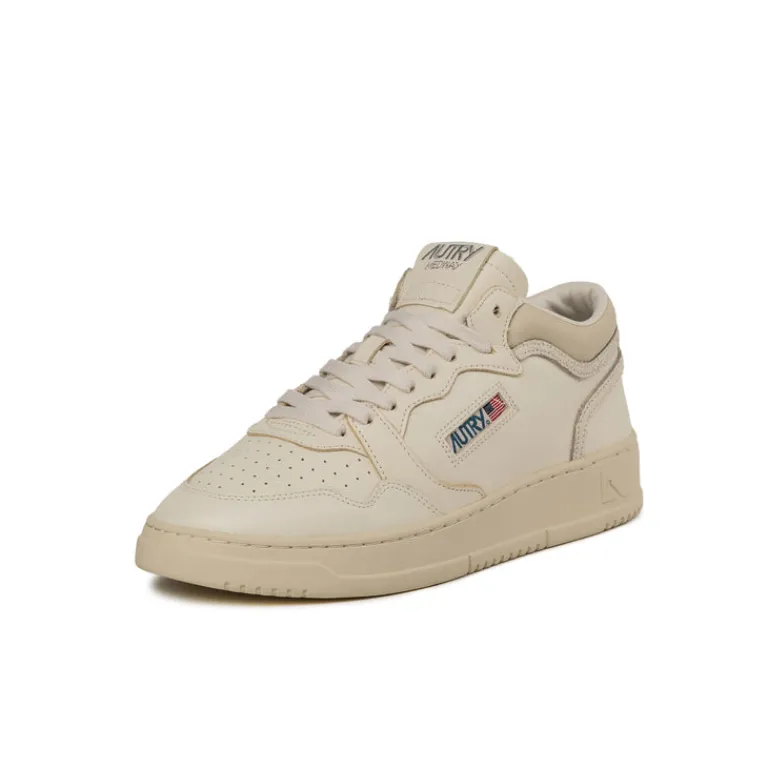 High-Top Sneaker|Leder Sneaker*Autry Med-Way Mid W *Leather / Crack* White / Marshmallow