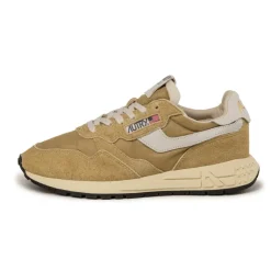 Leder Sneaker|Weiße Sneaker*Autry Reelwind Low *Nylon / Cracked Leather* White / Mustard