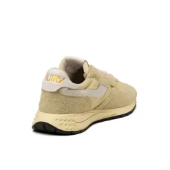 Leder Sneaker|Retro Runner*Autry Reelwind Low *Nylon / Cracked Leather* White / Hay