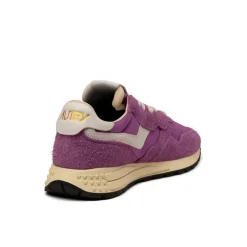 Leder Sneaker|Retro Runner*Autry Reelwind Low *Nylon / Cracked Leather* White / Hyacinth Violet