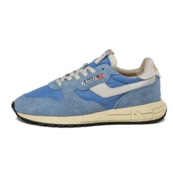 Leder Sneaker|Weiße Sneaker*Autry Reelwind Low *Nylon / Cracked Leather* White / Dark Blue