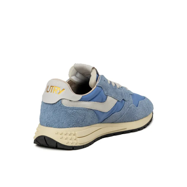 Leder Sneaker|Weiße Sneaker*Autry Reelwind Low *Nylon / Cracked Leather* White / Dark Blue