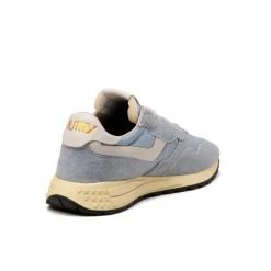 Leder Sneaker|Retro Runner*Autry Reelwind Low *Nylon / Cracked Leather* White / Celestial Blue