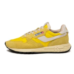 Leder Sneaker|Retro Runner*Autry Reelwind Low *Nylon / Cracked Leather* White / Buttercup