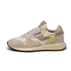 Leder Sneaker|Weiße Sneaker*Autry Reelwind Low W *Embroidery Flower* White / Buttercup