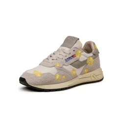 Leder Sneaker|Weiße Sneaker*Autry Reelwind Low W *Embroidery Flower* White / Buttercup