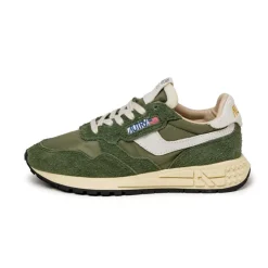 Leder Sneaker*Autry Reelwind Low W *Nylon / Hairy Suede / Cracked Leather* White / Military