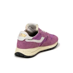 Leder Sneaker*Autry Reelwind Low W *Nylon / Hairy Suede / Cracked Leather* White / Hyper Violet