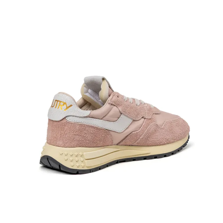 Leder Sneaker|Weiße Sneaker*Autry Reelwind Low W *Nylon / Cracked Leather* White / Powder