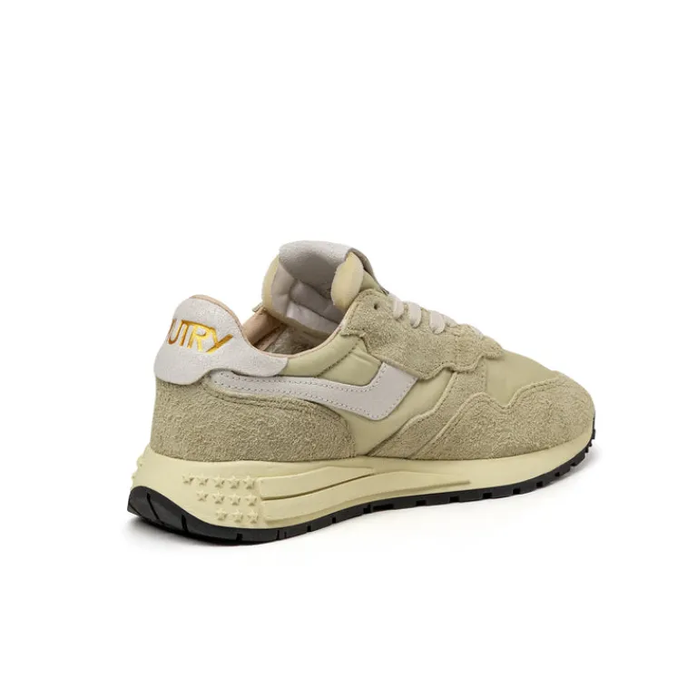 Leder Sneaker|Weiße Sneaker*Autry Reelwind Low W *Nylon / Cracked Leather* White / Hay