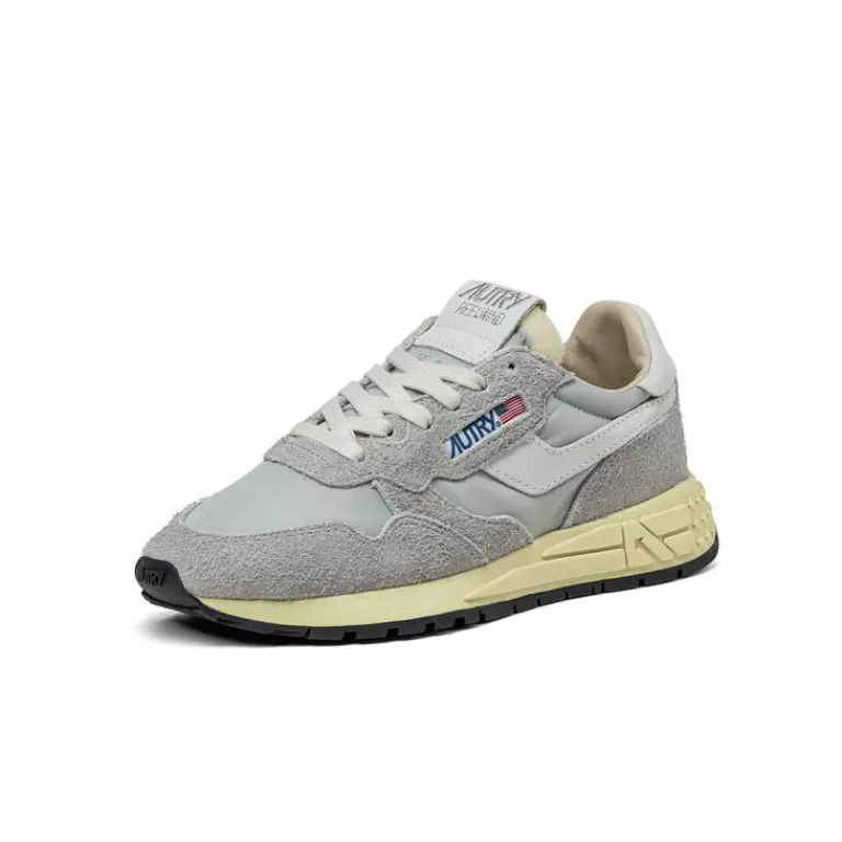 Weiße Sneaker|Retro Runner*Autry Reelwind Low W *Nylon / Cracked Leather* White / Vapor Blue